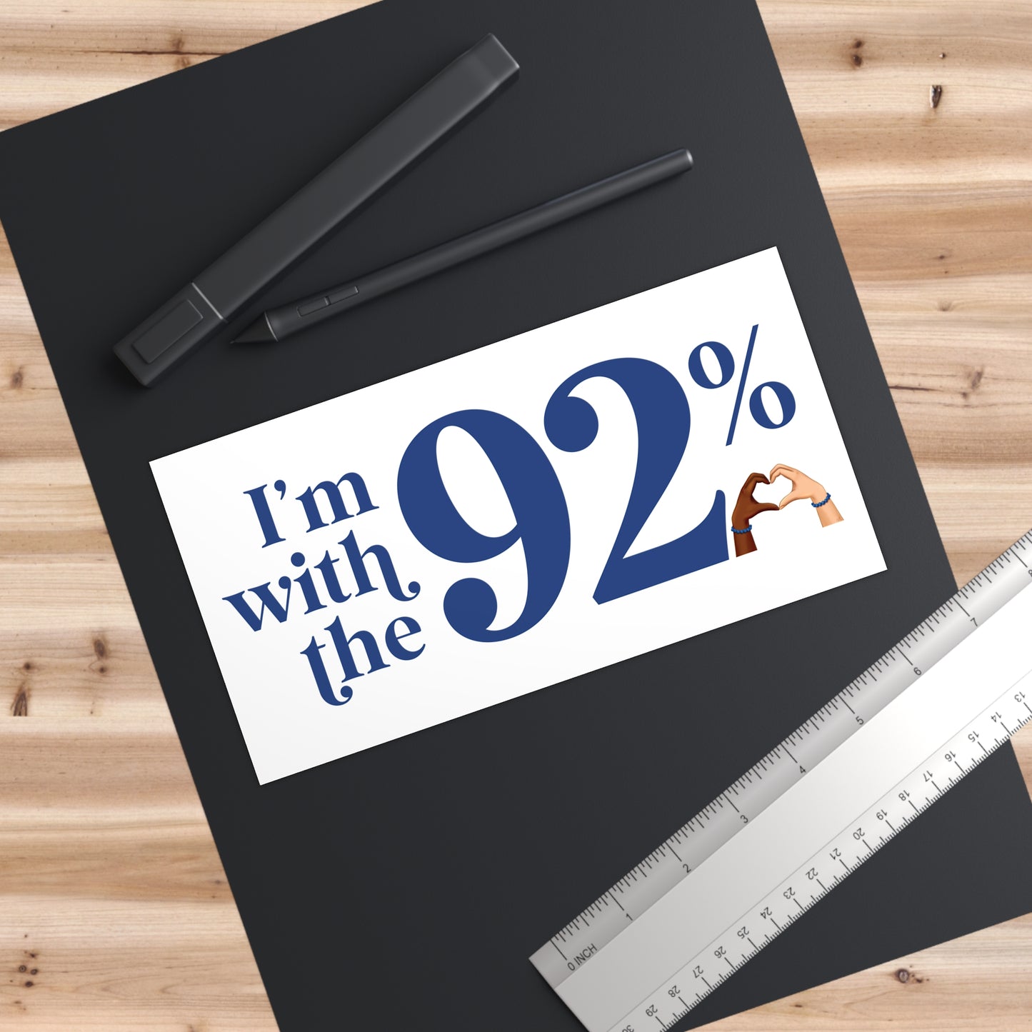 I'm With The 92% Heart Hands Bumper Sticker - 25% Donated to Loveland Foundation