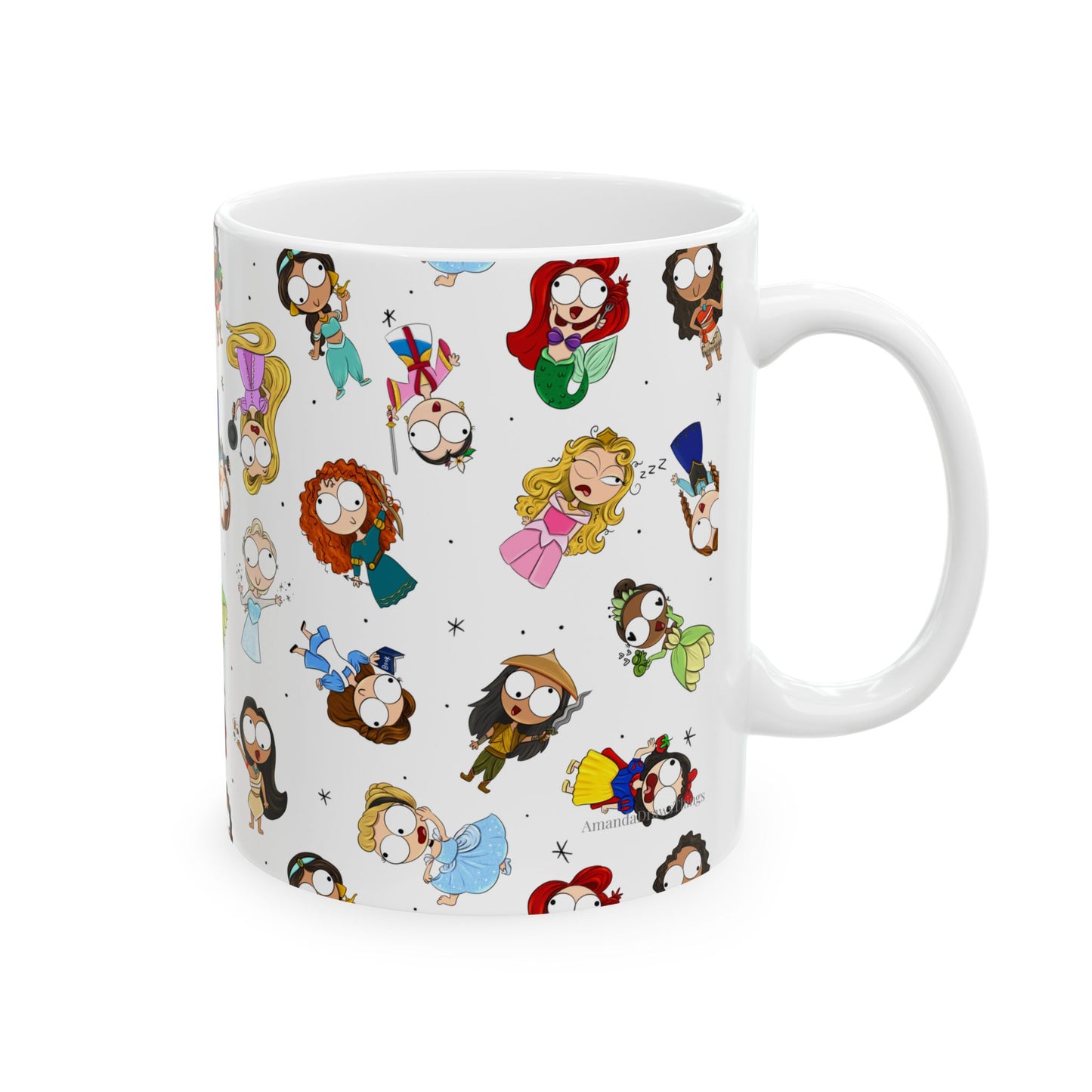 Derpy Princess Pattern Ceramic Mug, (11oz, 15oz)