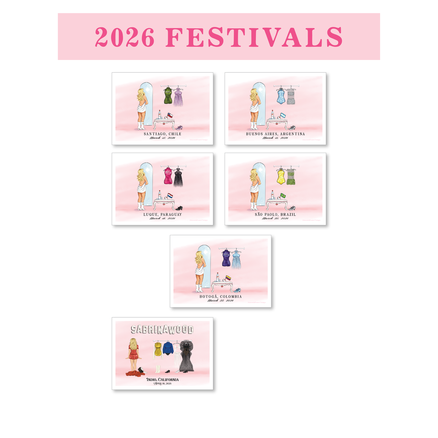 Digital Download Pop Star 2024-2025 CUSTOM Concert Outfit Lineup Art Print