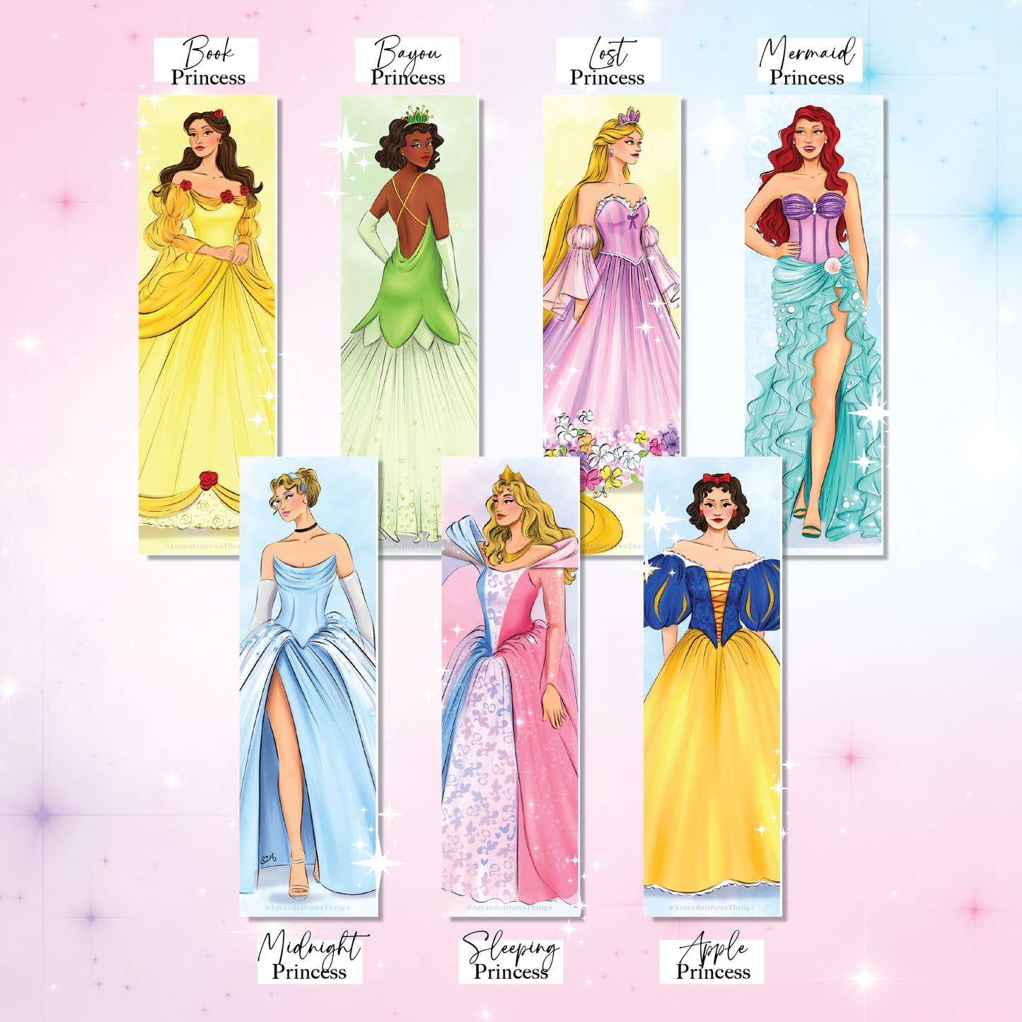 Sparkle Bookmark: Princess Gowns