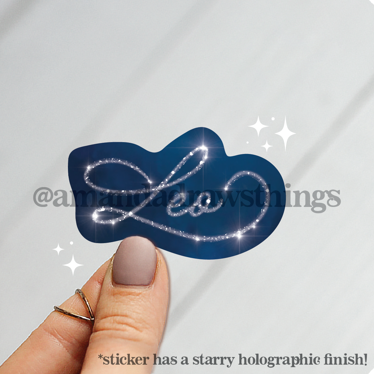 Leo Starry Script Sticker