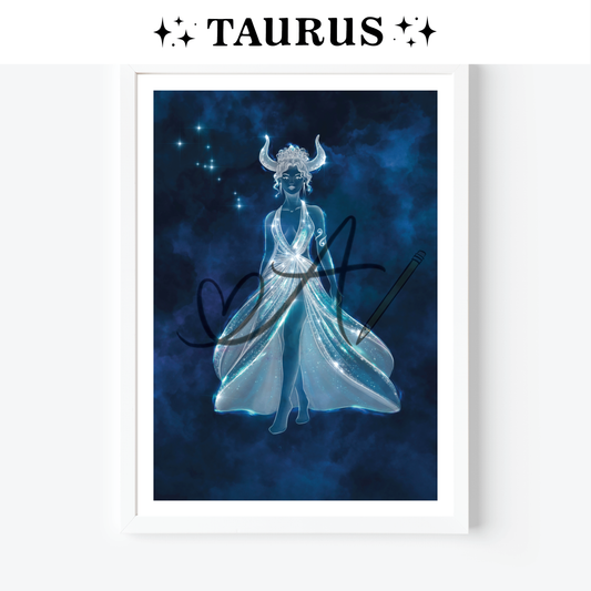 Taurus Zodiac Celestial Goddess Art Print