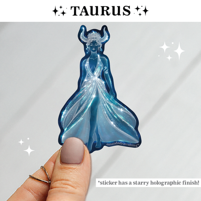 Taurus Zodiac Celestial Goddess Sticker
