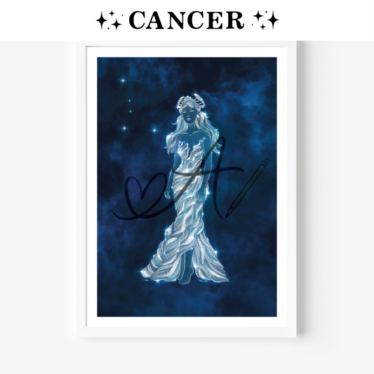 Cancer Zodiac Celestial Goddess Art Print