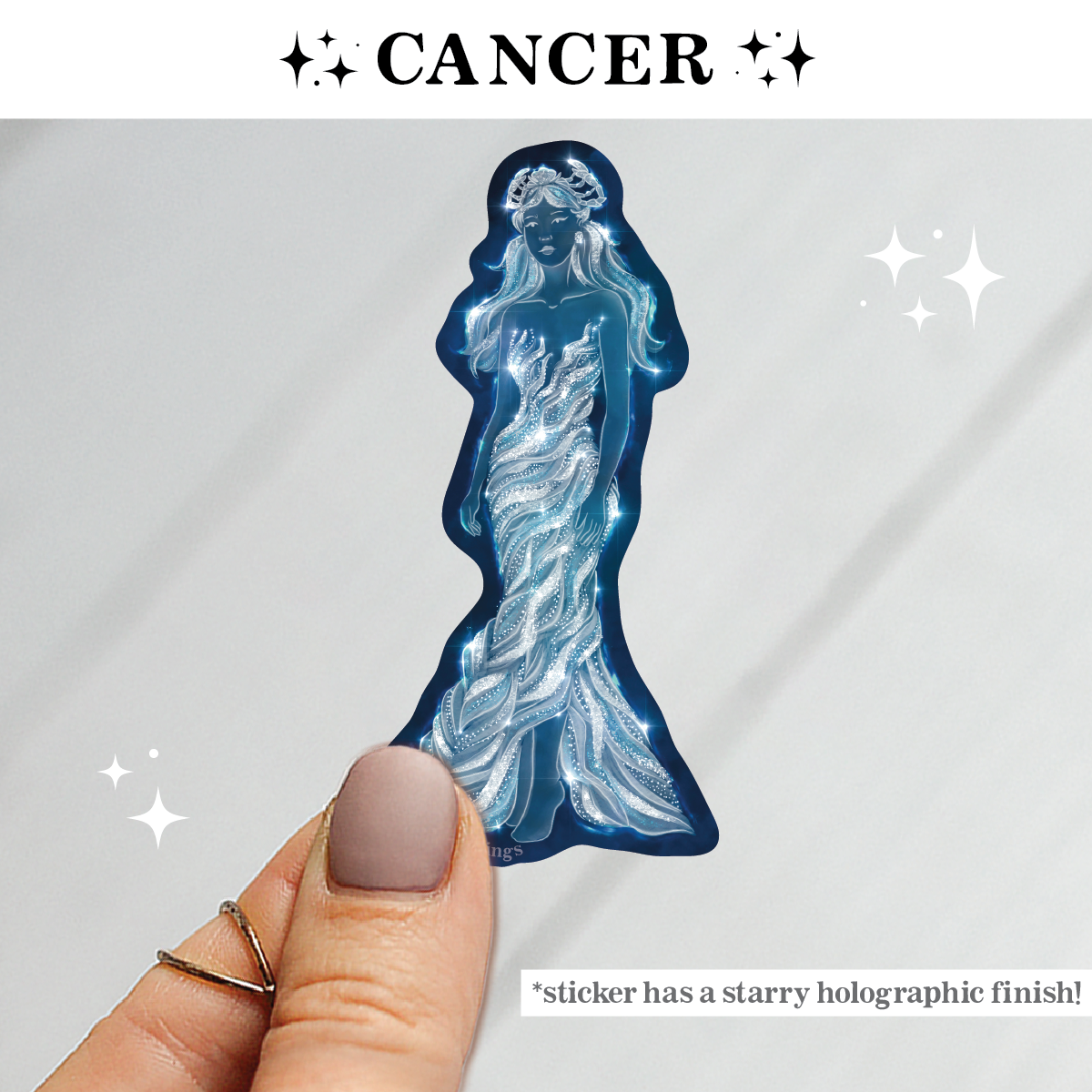 Cancer Zodiac Celestial Goddess Sticker