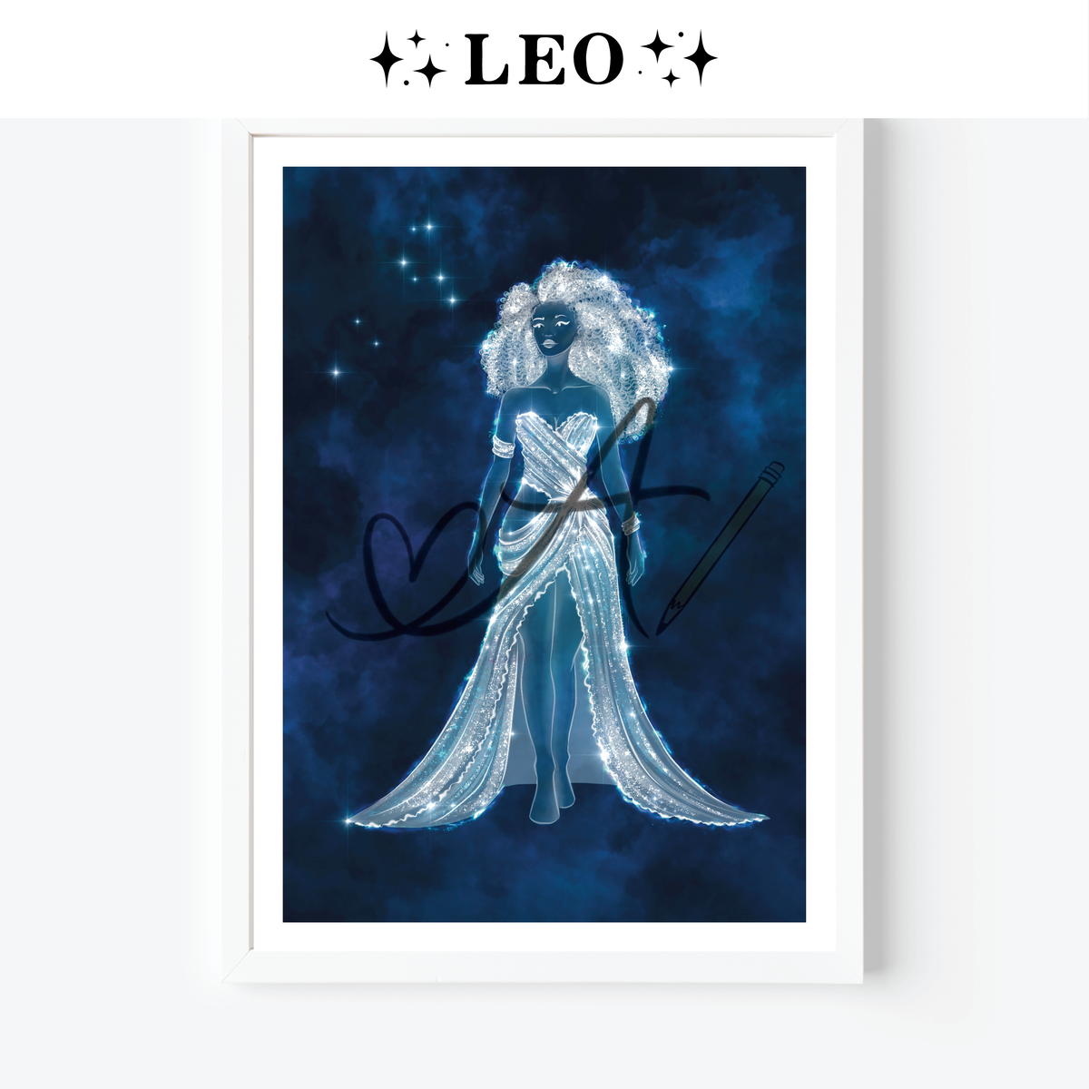Leo Zodiac Celestial Goddess Art Print