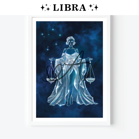 Libra Zodiac Celestial Goddess Art Print