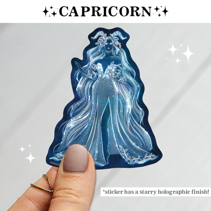 Capricorn Zodiac Celestial Goddess Sticker