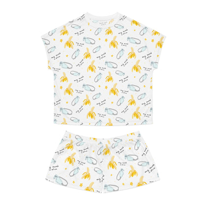 My Mind Is Alive Pattern Pajama Top/Shorts Set