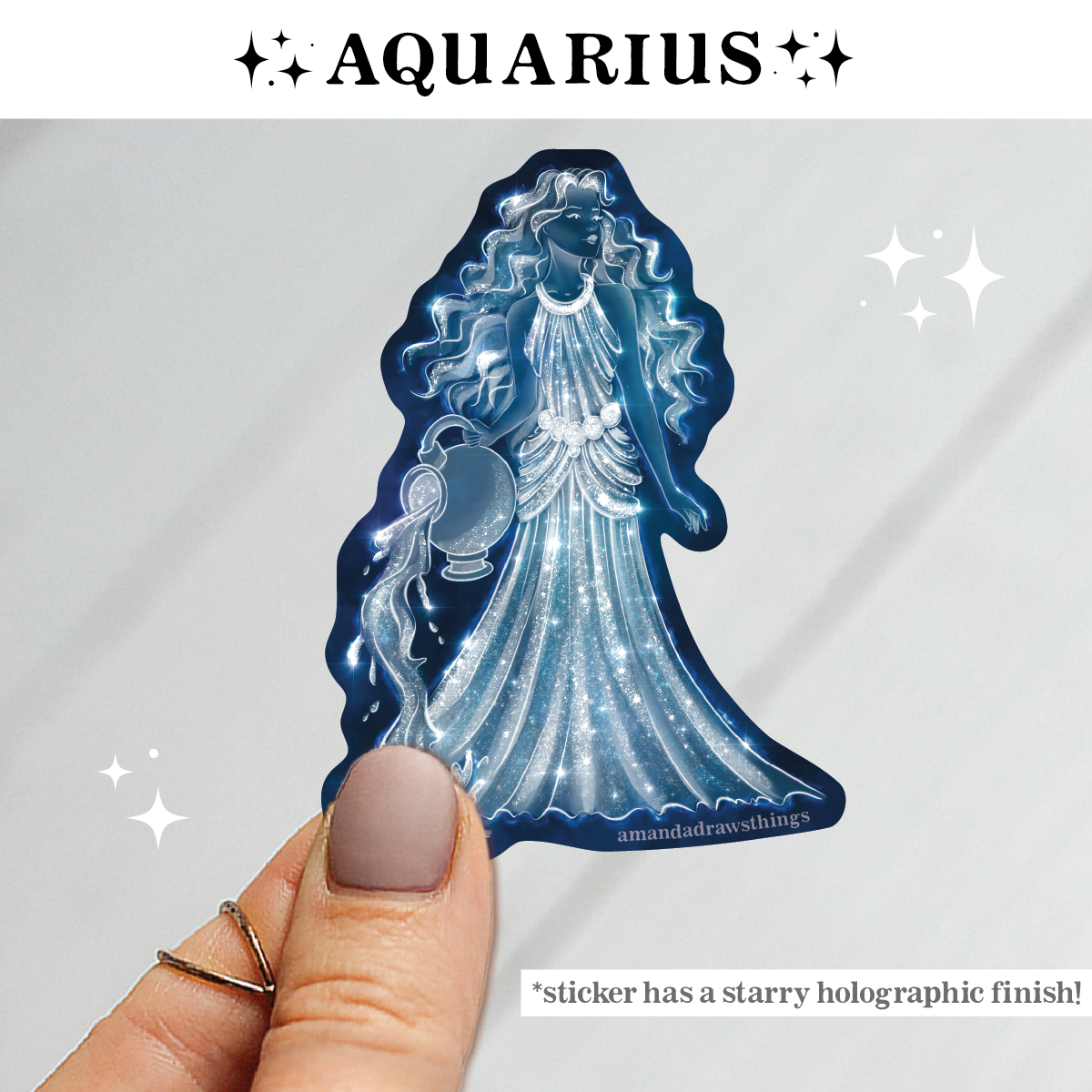 Aquarius Zodiac Celestial Goddess Sticker