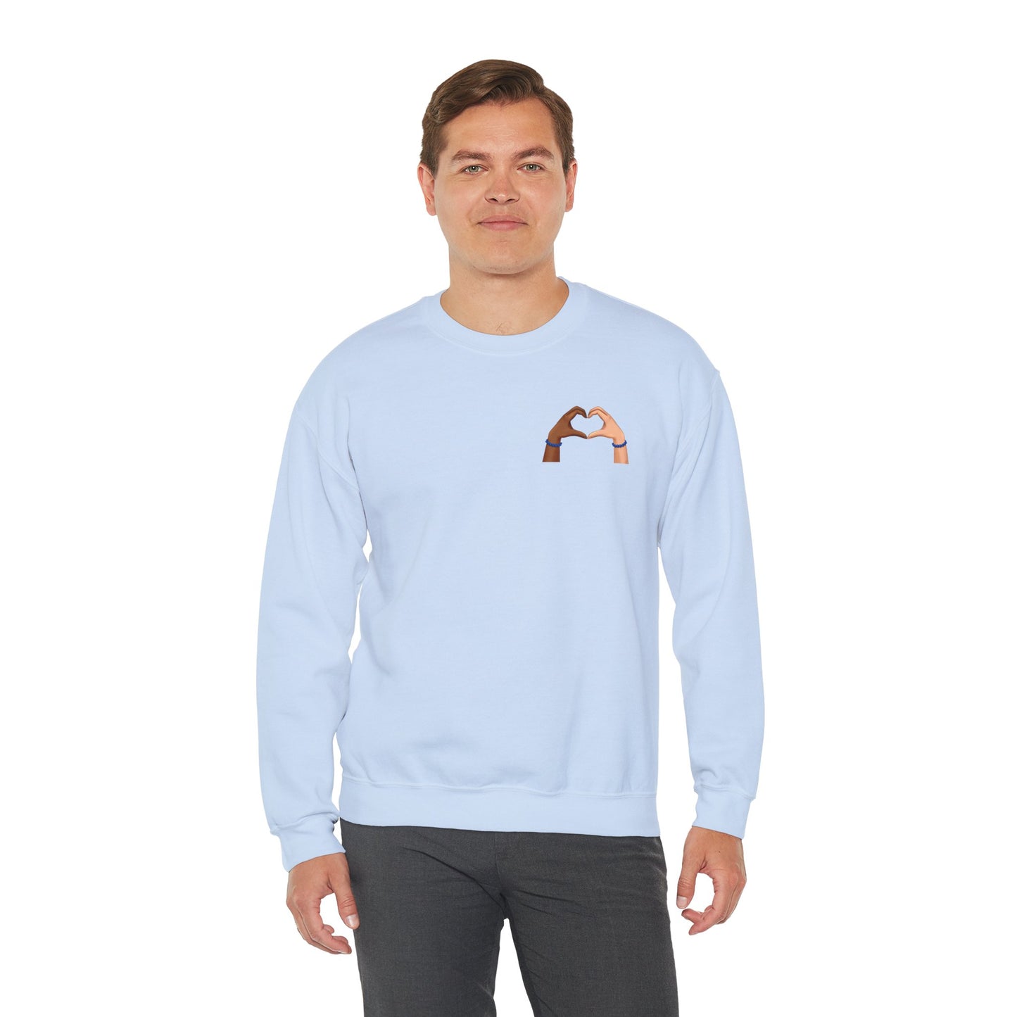 Blue Bracelet Heart Hands Unisex Heavy Blend™ Crewneck Sweatshirt (Gildan)