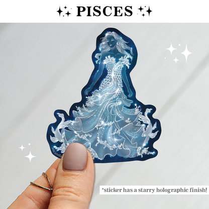 Pisces Zodiac Celestial Goddess Sticker