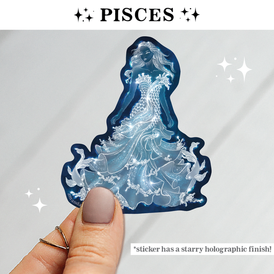 Pisces Zodiac Celestial Goddess Sticker
