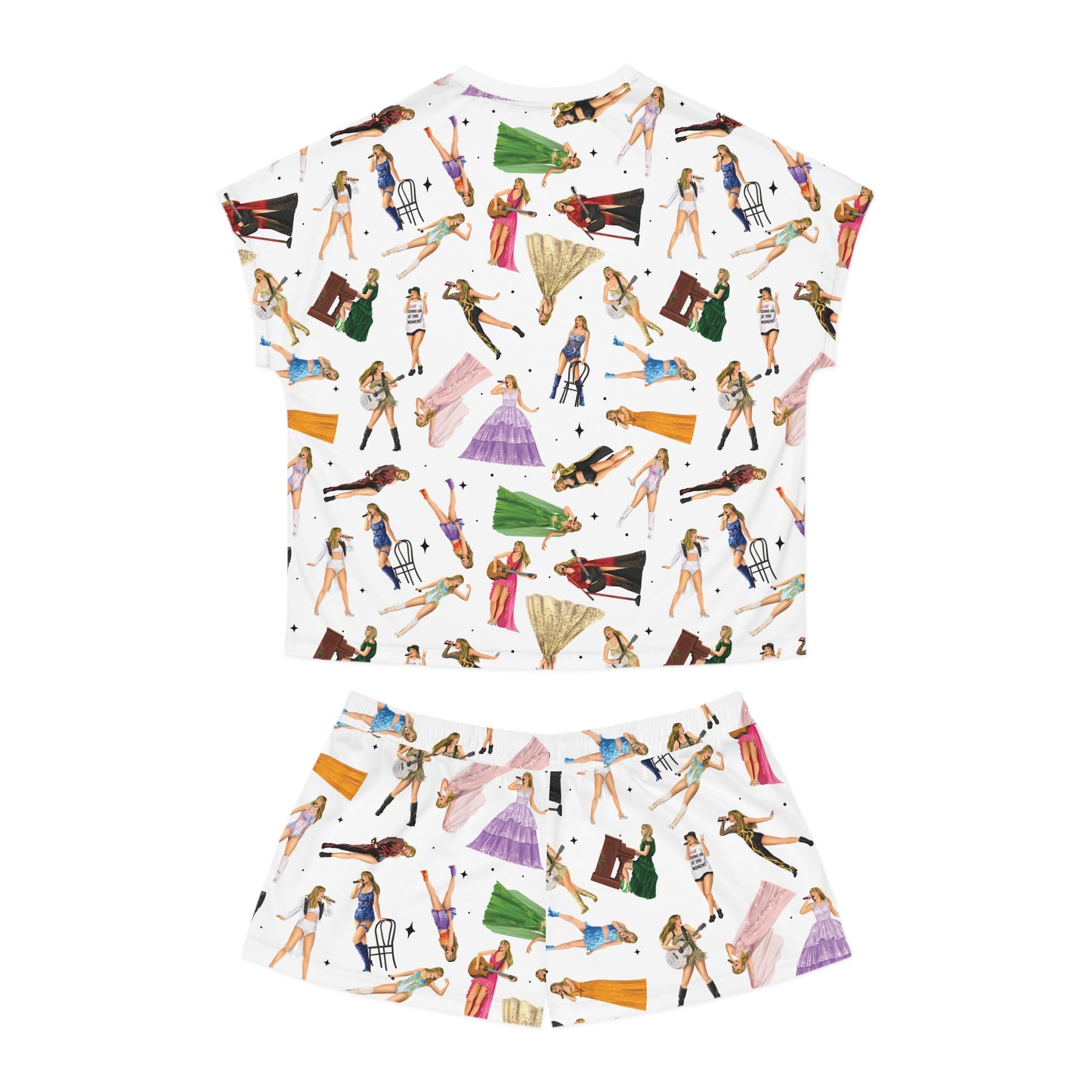 Women's Eras Pattern Pajama Top/Shorts Set