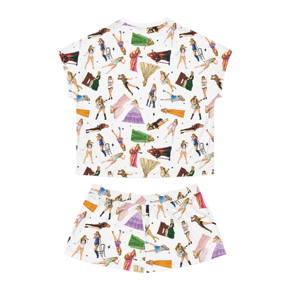 Women's Eras Pattern Pajama Top/Shorts Set