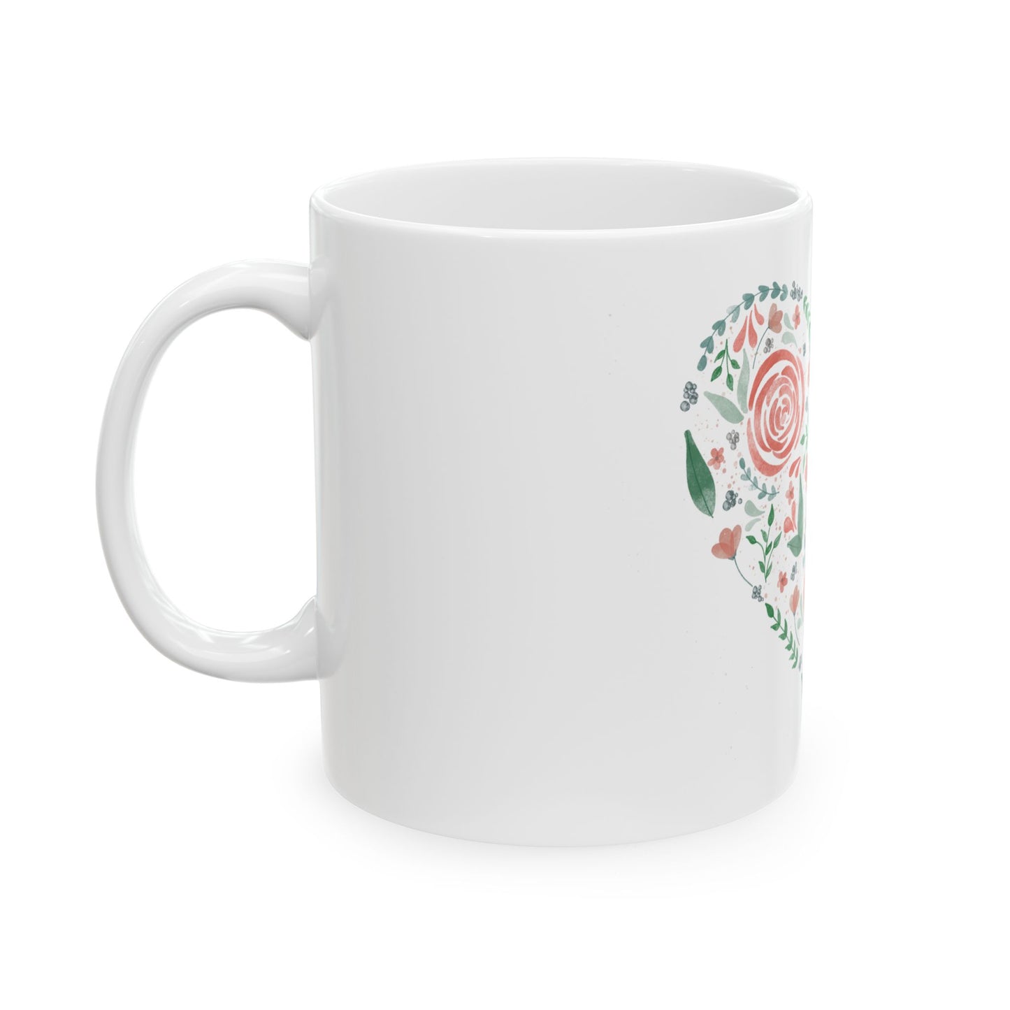 Floral Heart Watercolor Mug