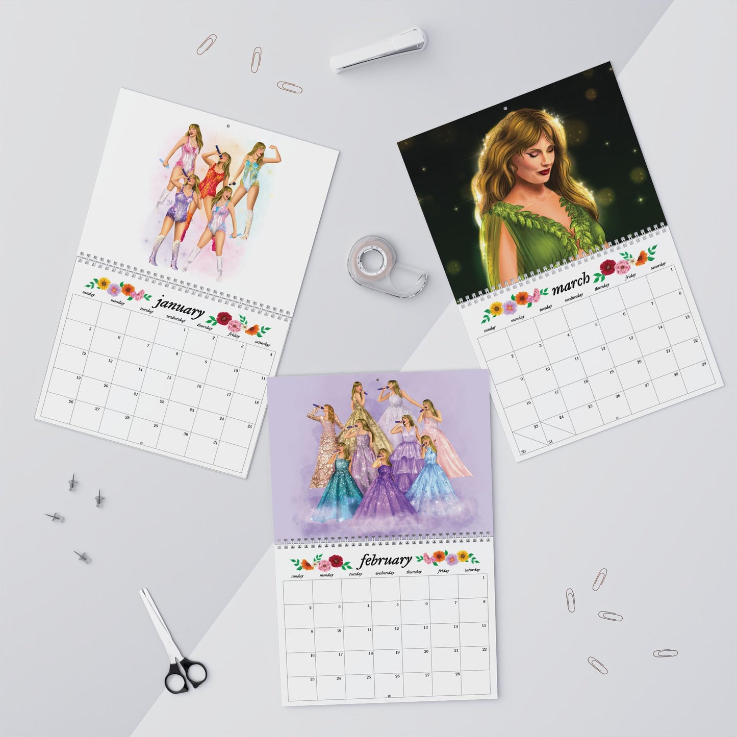 Tour Memory Drawings 2025 Wall Calendar (1-2 weeks for delivery)