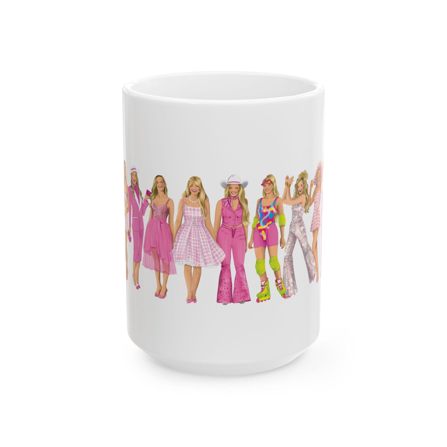 Iconic Pink Doll Hand Drawn Outfits Lineup Mug