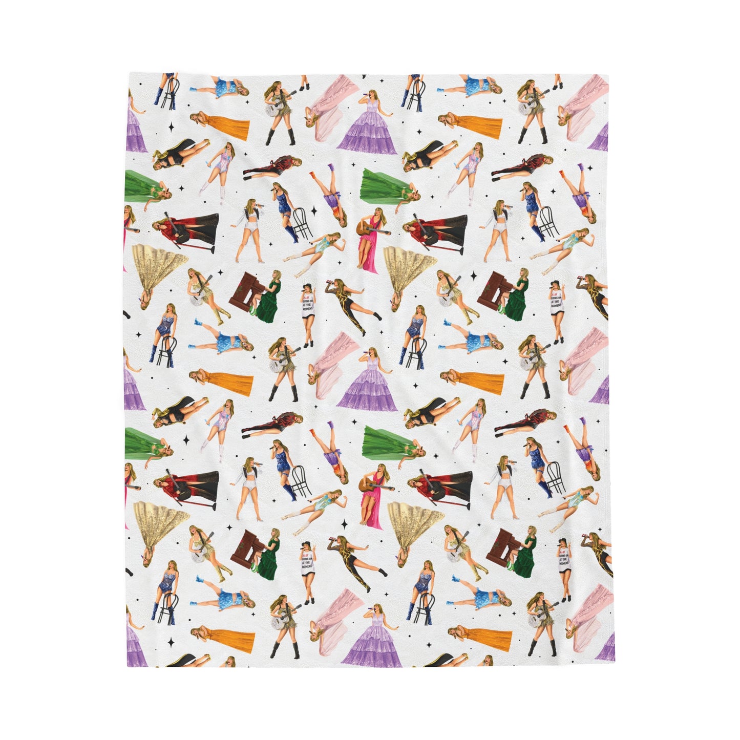 Tour Outfits Drawings Pattern Tour Outfits Velveteen Plush Blanket (WHITE)