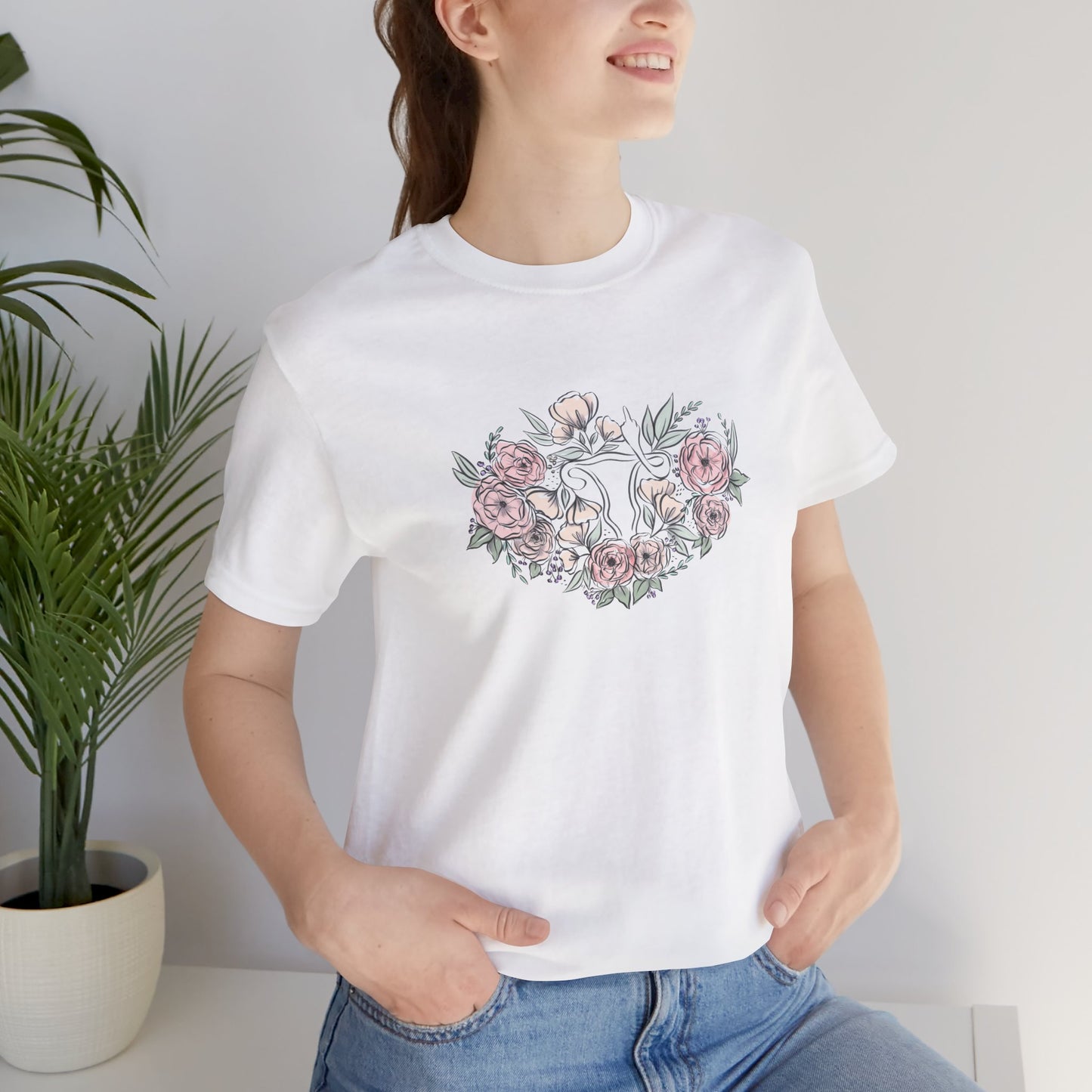 Floral Uterus Middle Finger Drawing UNISEX Size Shirt