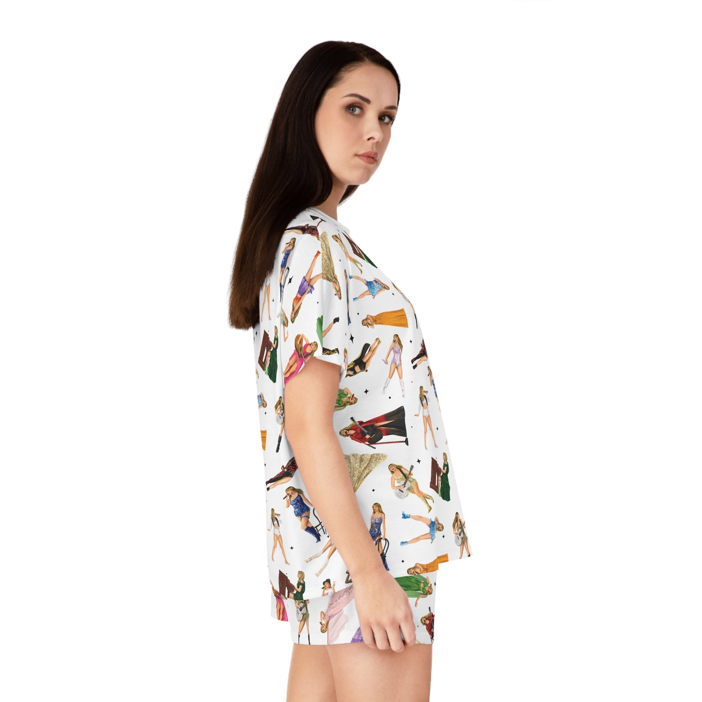 Women's Eras Pattern Pajama Top/Shorts Set