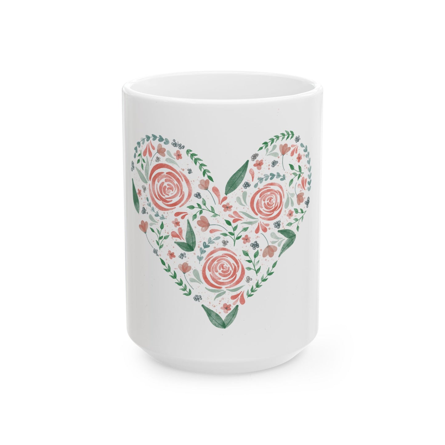 Floral Heart Watercolor Mug