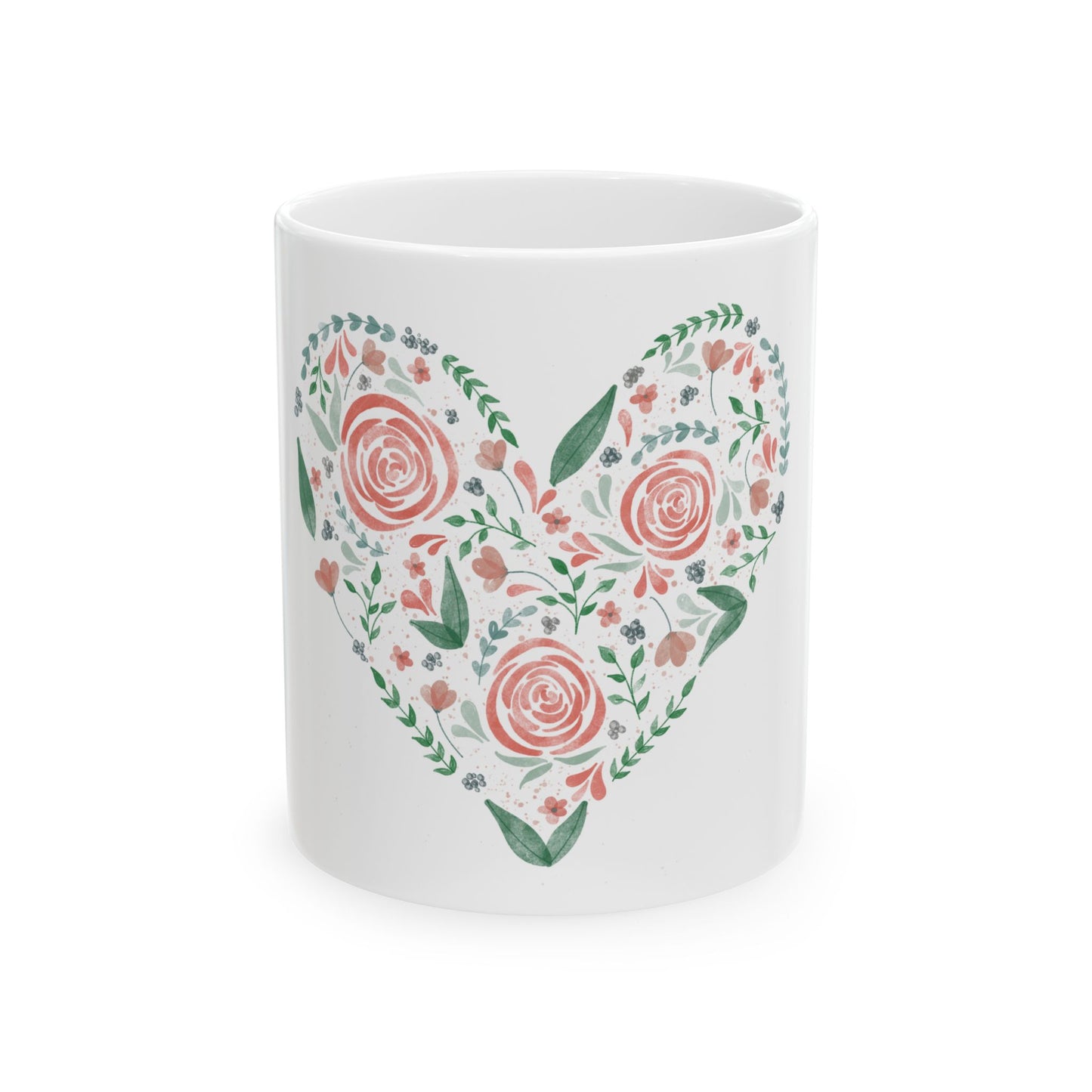 Floral Heart Watercolor Mug