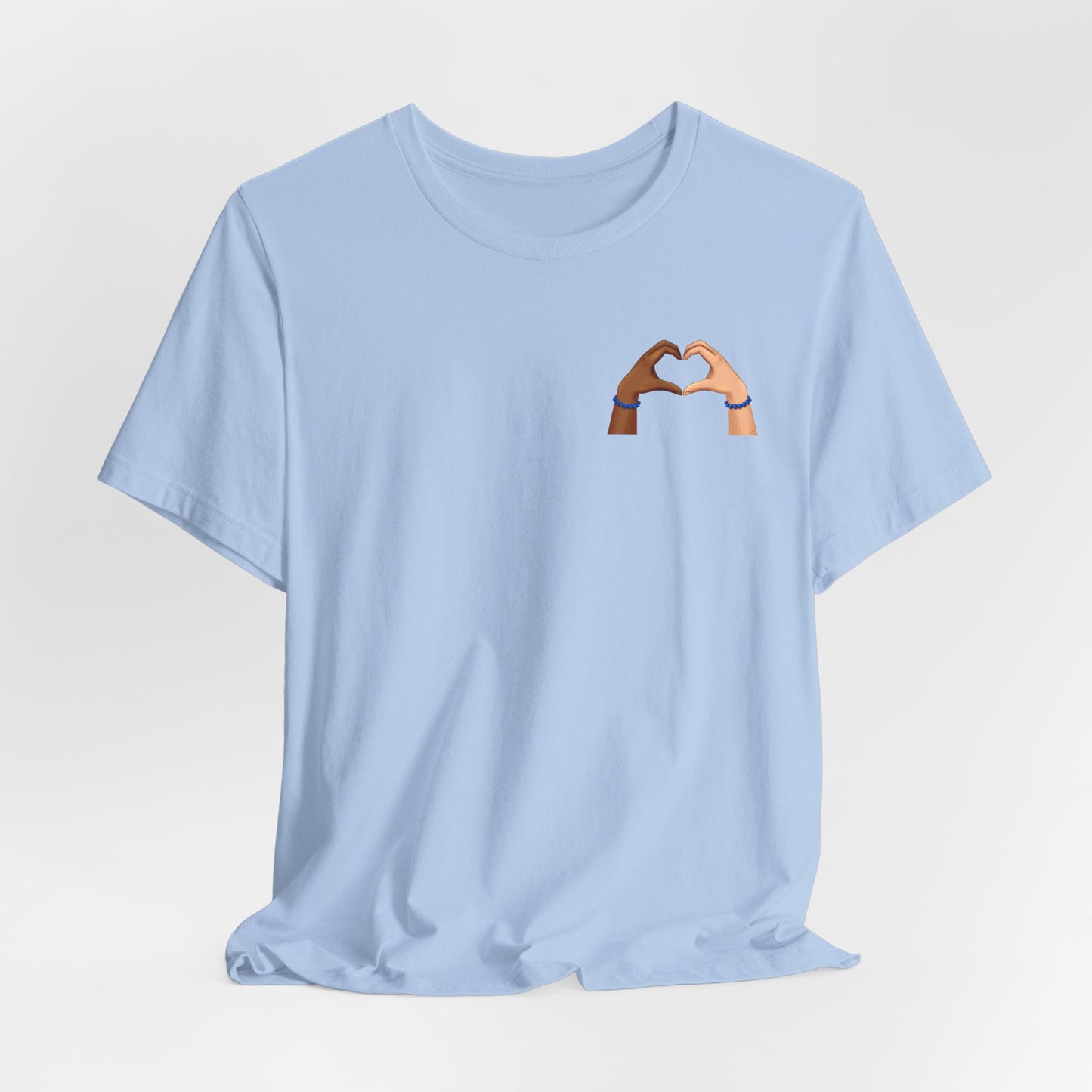 Blue Bracelet Hand Heart Unisex Jersey Short Sleeve Tee (Bella+Canvas)