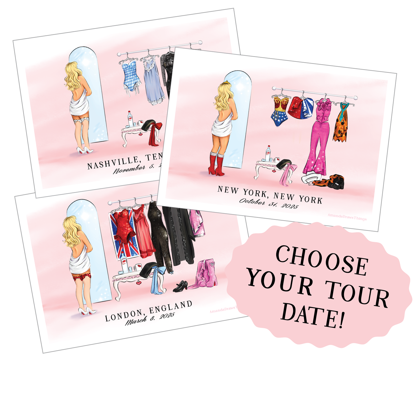 Digital Download Pop Star 2024-2025 CUSTOM Concert Outfit Lineup Art Print