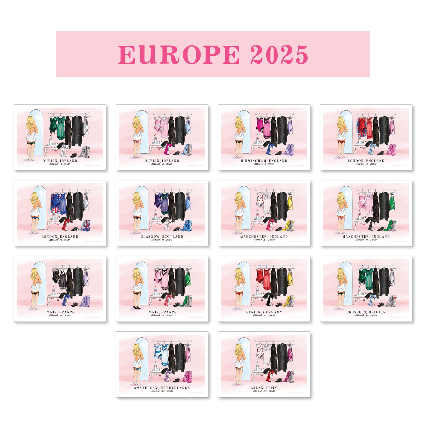 Digital Download Pop Star 2024-2025 CUSTOM Concert Outfit Lineup Art Print