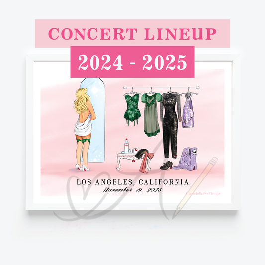 Pop Star 2024-2025 CUSTOM Concert Outfit Lineup Standard Art Print