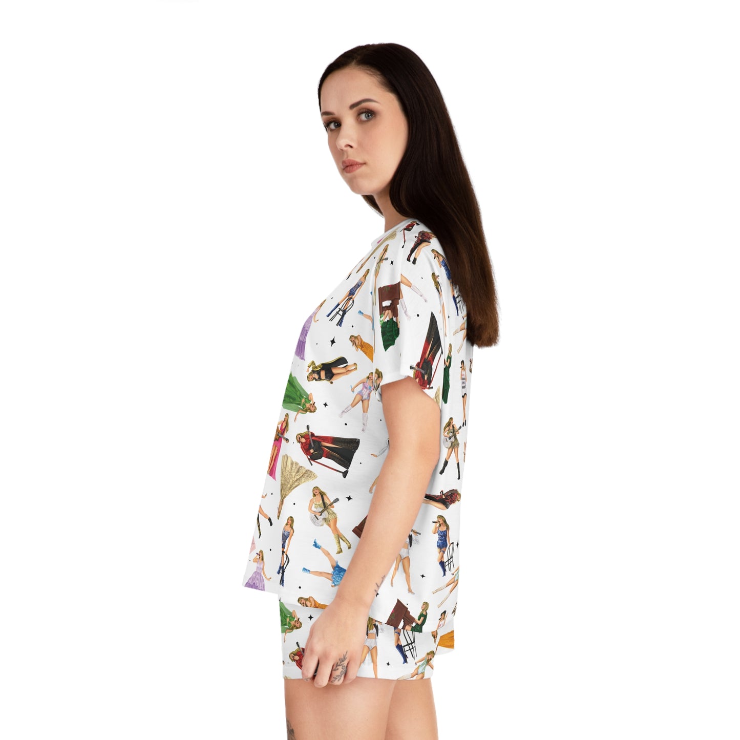 Women's Eras Pattern Pajama Top/Shorts Set
