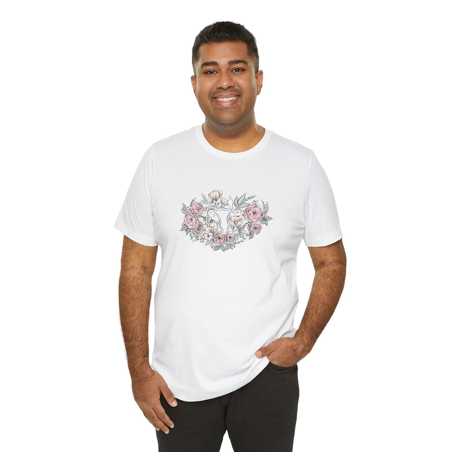 Floral Uterus Middle Finger Drawing UNISEX Size Shirt