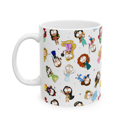 Derpy Princess Pattern Ceramic Mug, (11oz, 15oz)