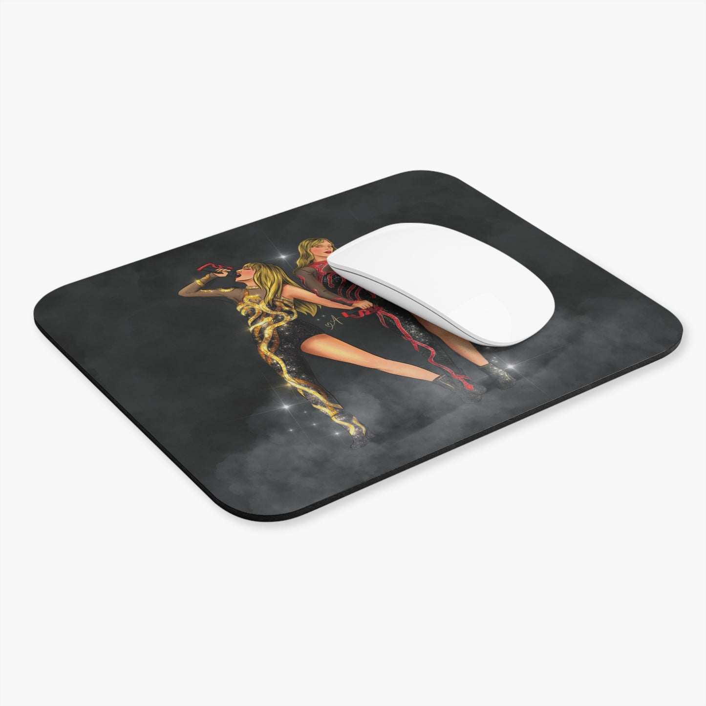 Red and Gold Snake Bodysuit Drawing Mouse Pad