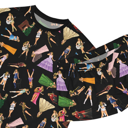 Black Women's Eras Pattern Pajama Top/Shorts Set