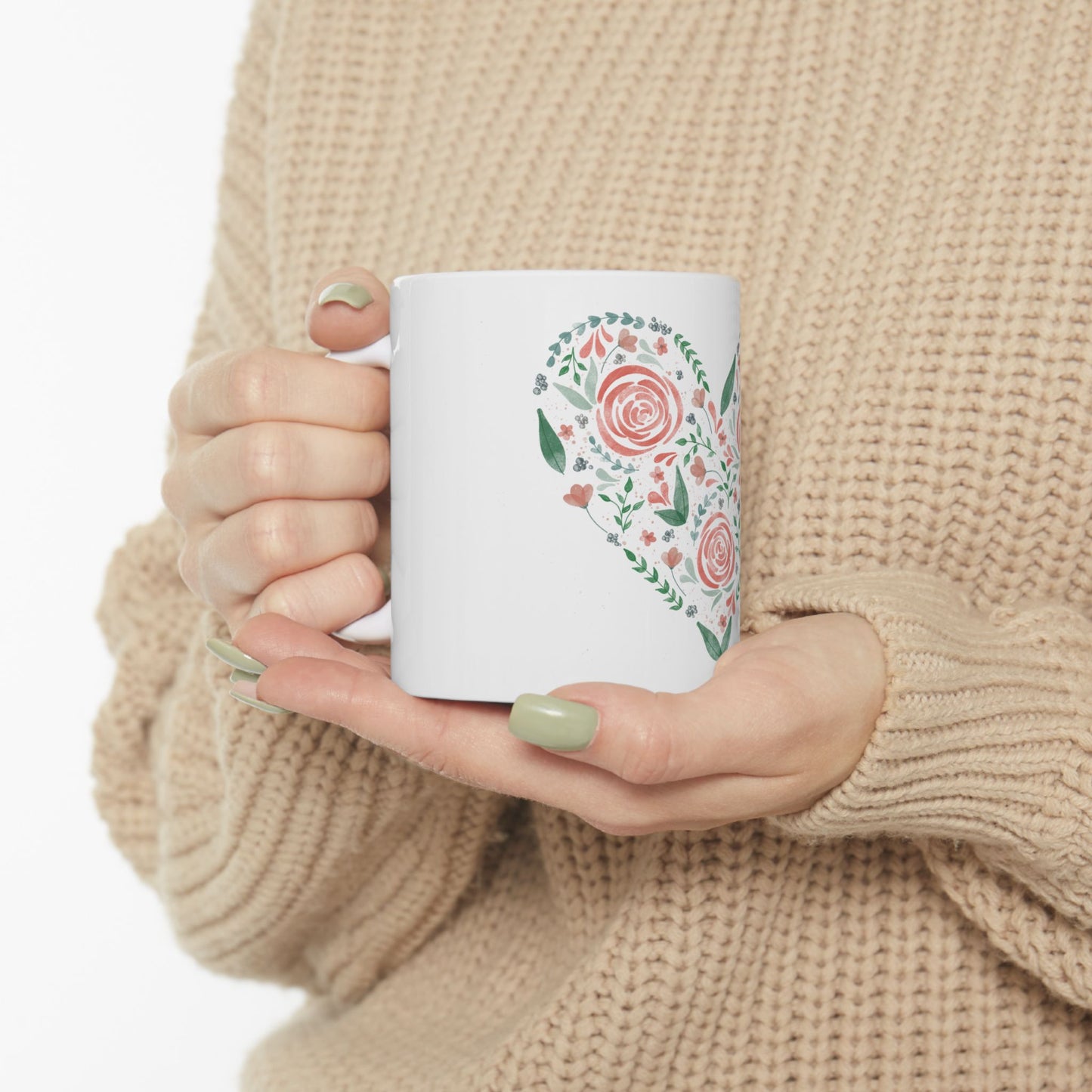 Floral Heart Watercolor Mug