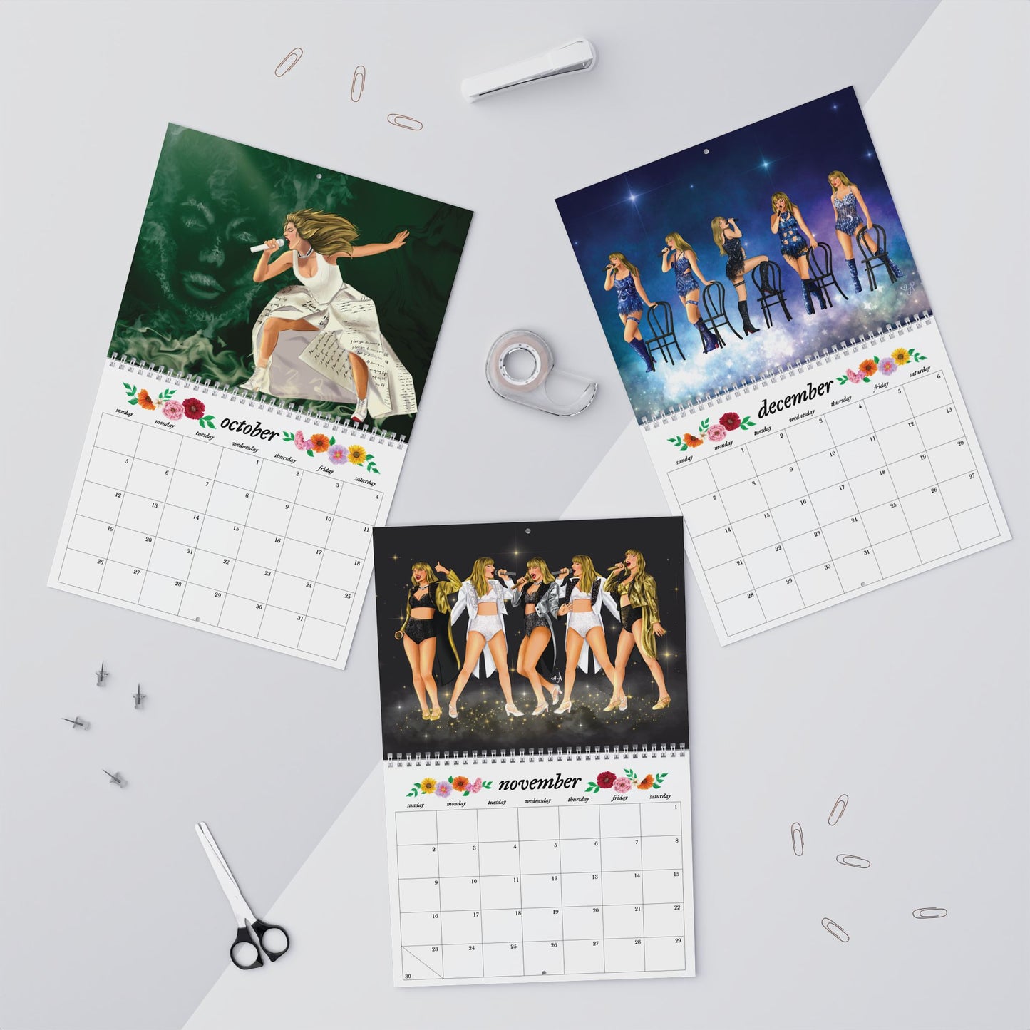 Tour Memory Drawings 2025 Wall Calendar (1-2 weeks for delivery)