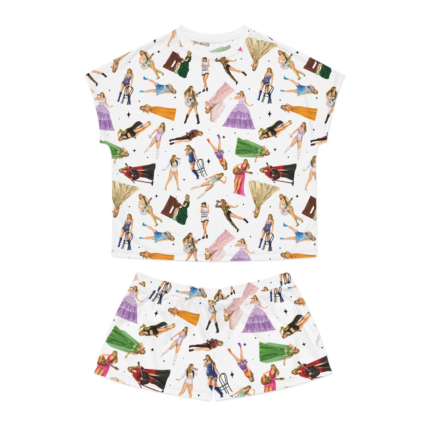 Women's Eras Pattern Pajama Top/Shorts Set