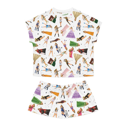 Women's Eras Pattern Pajama Top/Shorts Set