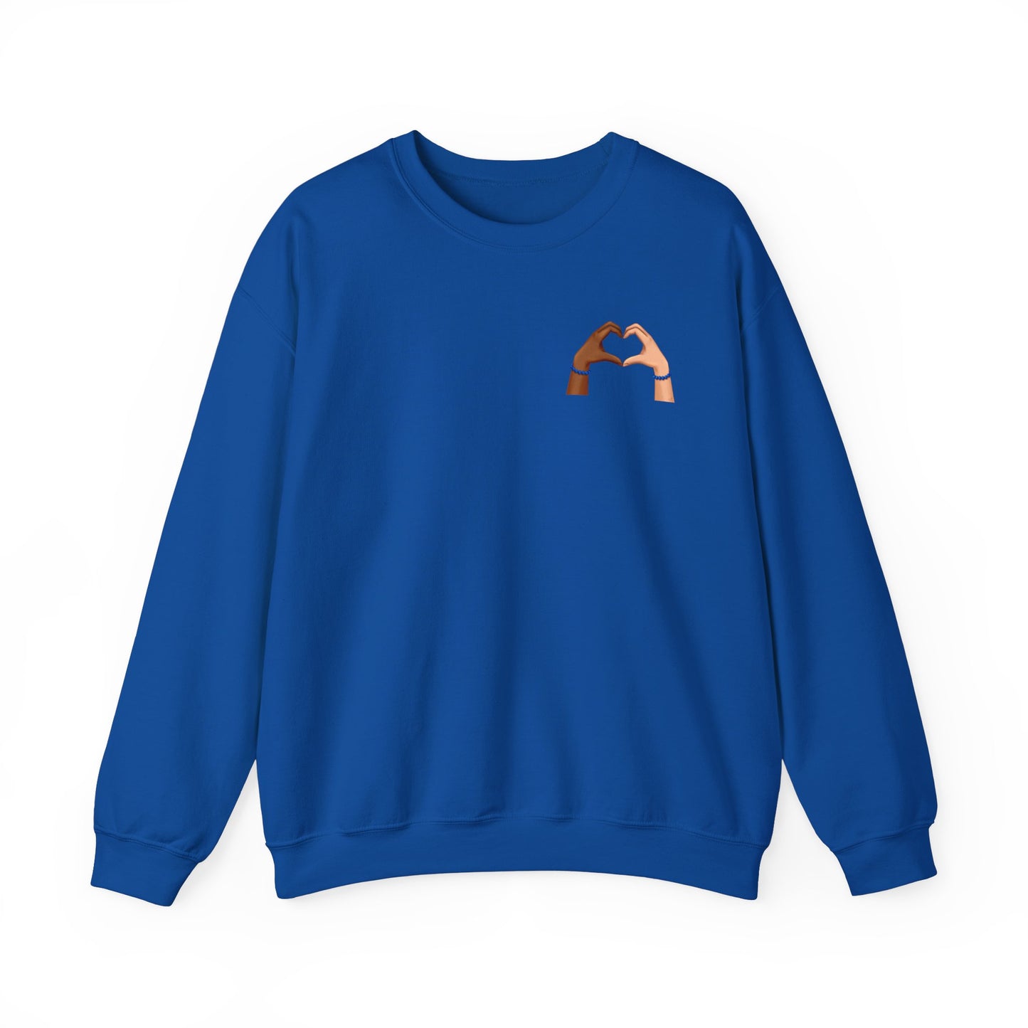 Blue Bracelet Heart Hands Unisex Heavy Blend™ Crewneck Sweatshirt (Gildan)