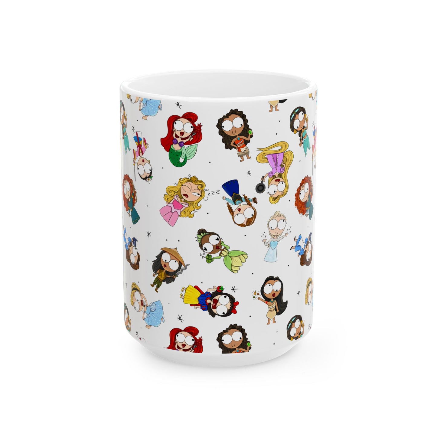 Derpy Princess Pattern Ceramic Mug, (11oz, 15oz)
