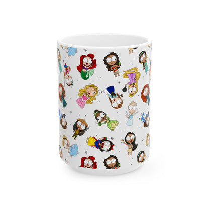 Derpy Princess Pattern Ceramic Mug, (11oz, 15oz)
