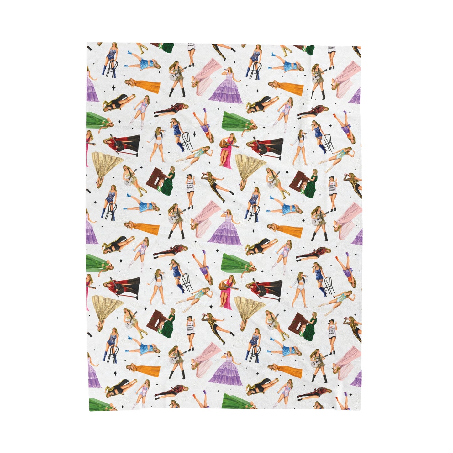 Tour Outfits Drawings Pattern Tour Outfits Velveteen Plush Blanket (WHITE)