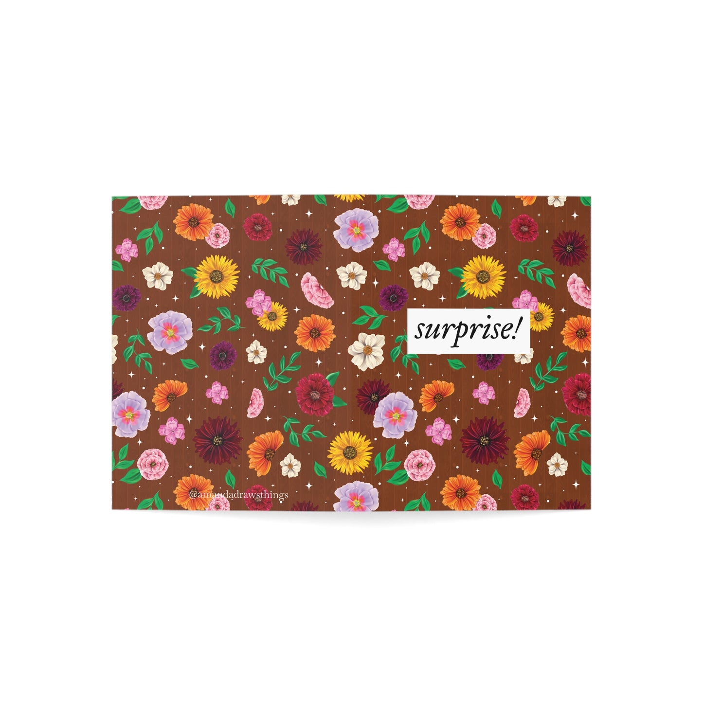 Surprise Song Flower Drawings Pattern Blank Inside Greeting Cards (1, 10, 30, and 50pcs)