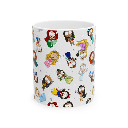 Derpy Princess Pattern Ceramic Mug, (11oz, 15oz)