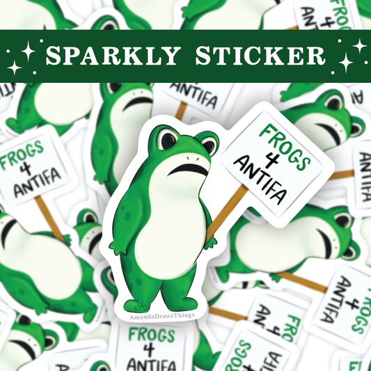 ANTIFA Frog *FUNDRAISER* Sticker (20% donated to ICE relief mutual aid)