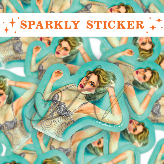 Bathtub Showgirl Sparkly Sticker