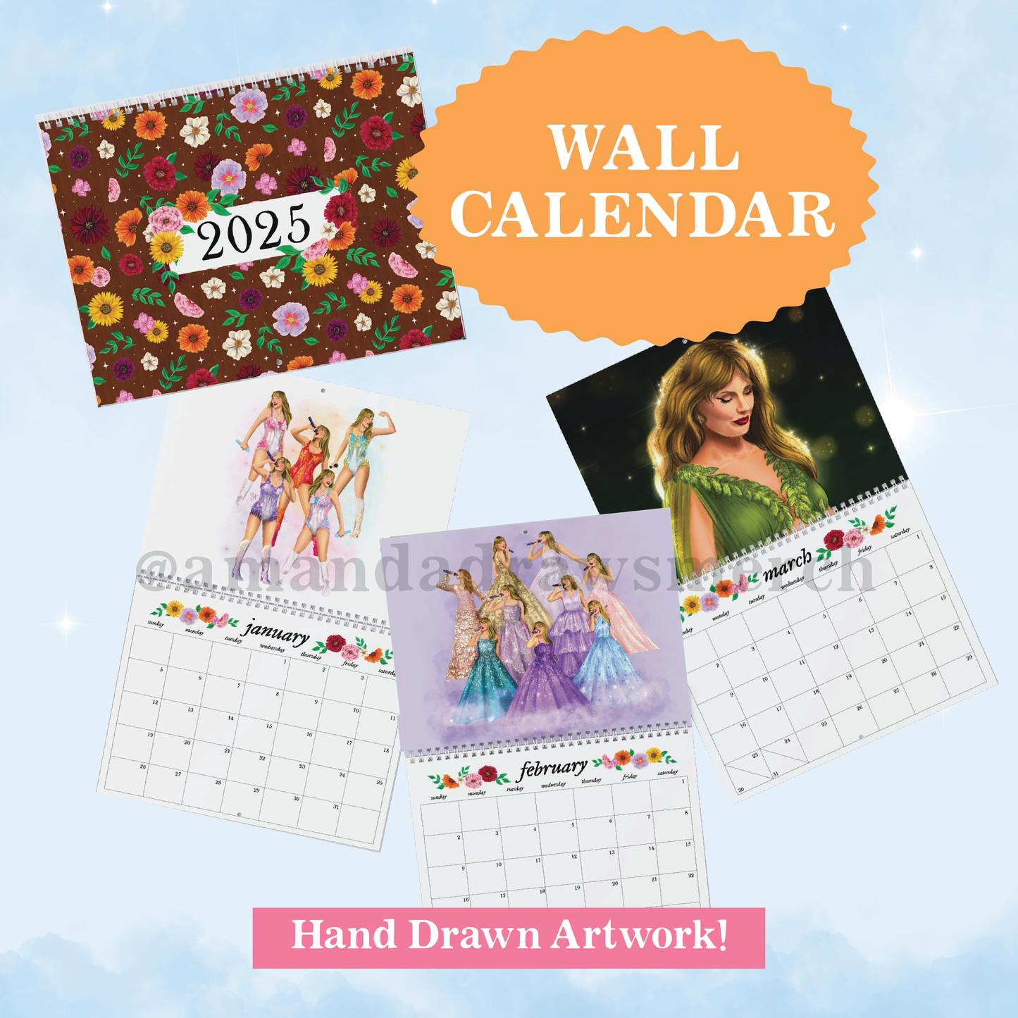 Tour Memory Drawings 2025 Wall Calendar (1-2 weeks for delivery)