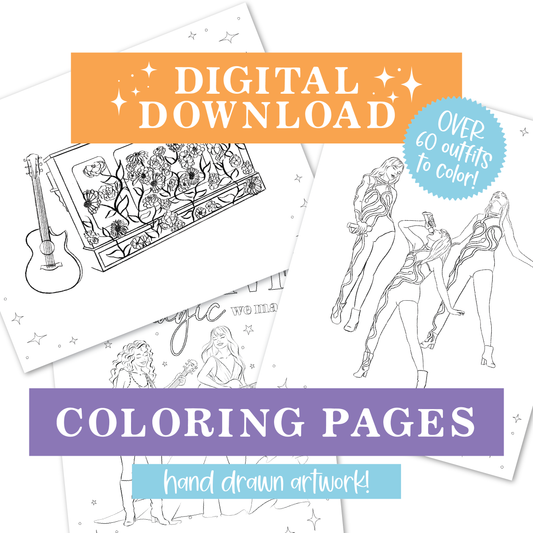 15 Pages Print-And-Color Tour Outfit Drawings Coloring Pages